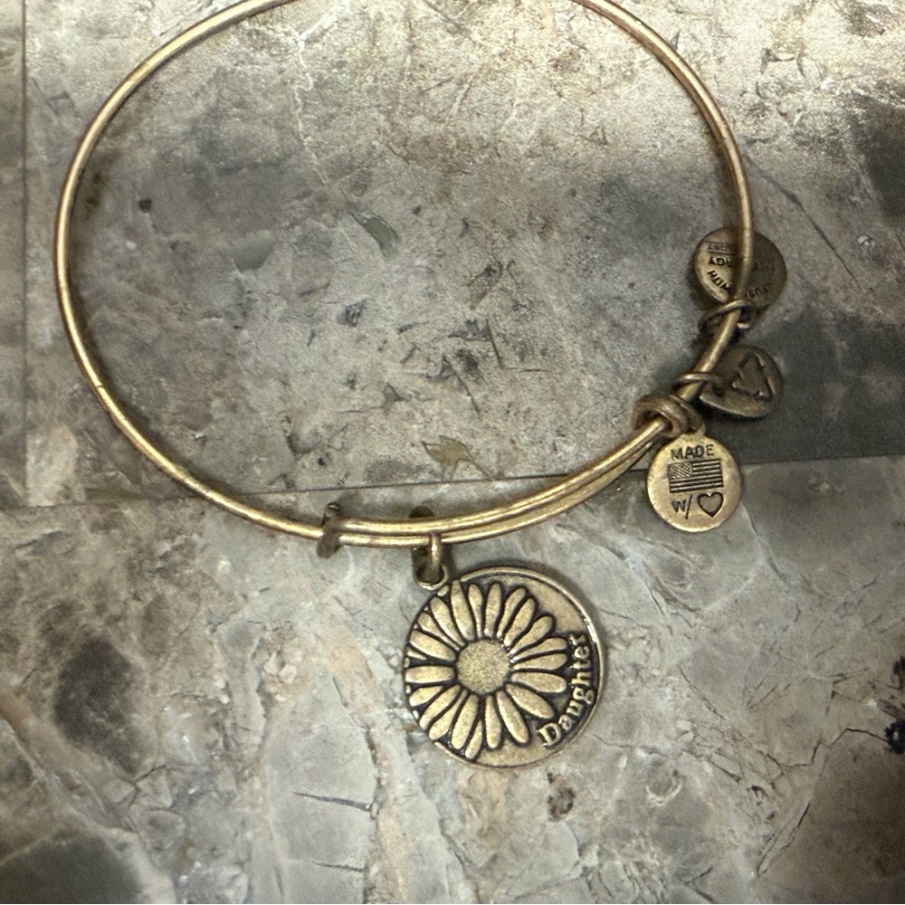 Alex and Ani Bronze Daisy 'Daughter' Charm Bangle